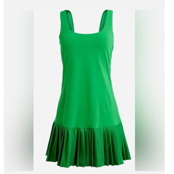 J. Crew Dresses & Skirts - J.Crew Active Kelly Green Pleated Tennis Dress Drop Waist Large